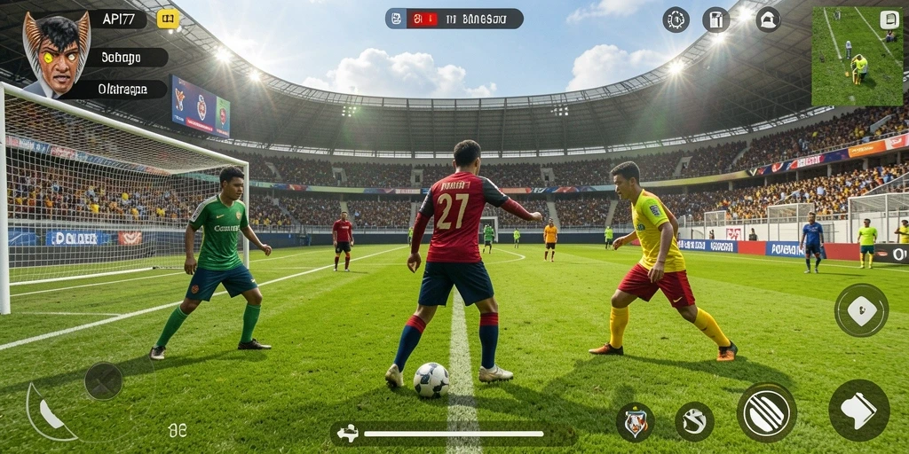 Screenshot gameplay API77 yang menunjukkan aksi olahraga yang intens.