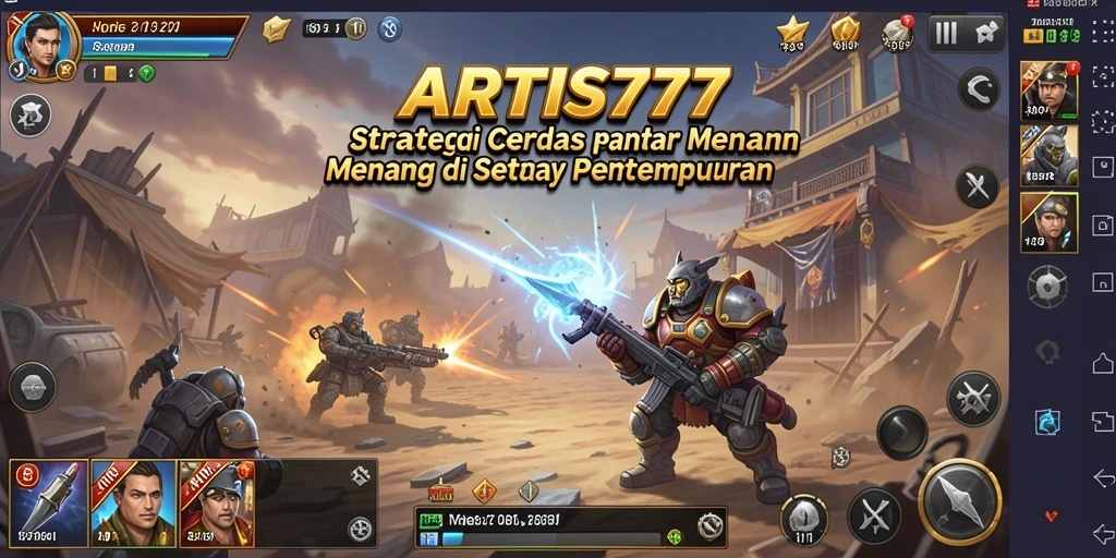 Screenshot gameplay dari ARTIS777 menampilkan pertempuran strategi yang mendebarkan.