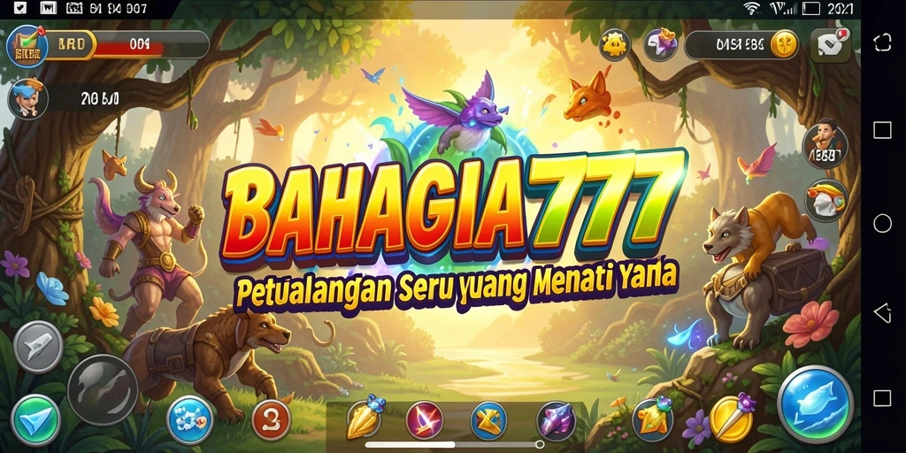 Tampilan layar BAHAGIA777 menampilkan aksi seru di dunia petualangan.