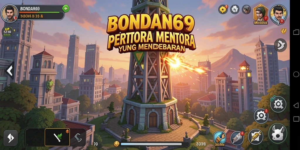 Menampilkan gameplay seru Tower Defense BONDAN69 dengan menara strategis.