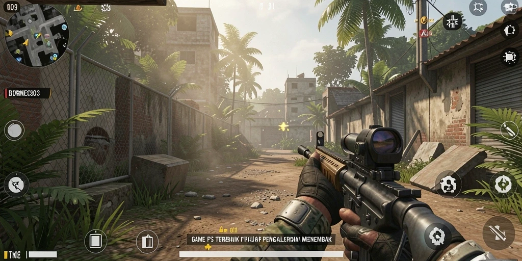 Screenshot gameplay intens dari BORNEO303 yang menunjukkan pertempuran menegangkan.