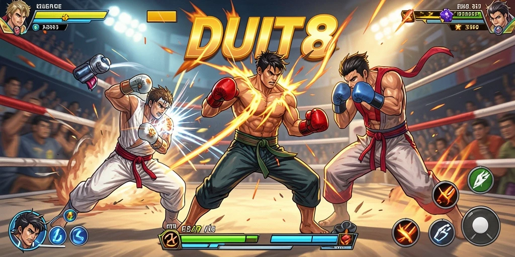 Tampilan gameplay seru dari pertarungan karakter DUIT8.