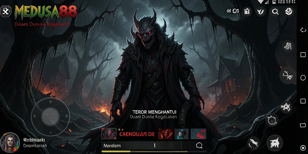 Tampilan gameplay menegangkan di dunia kegelapan MEDUSA88.