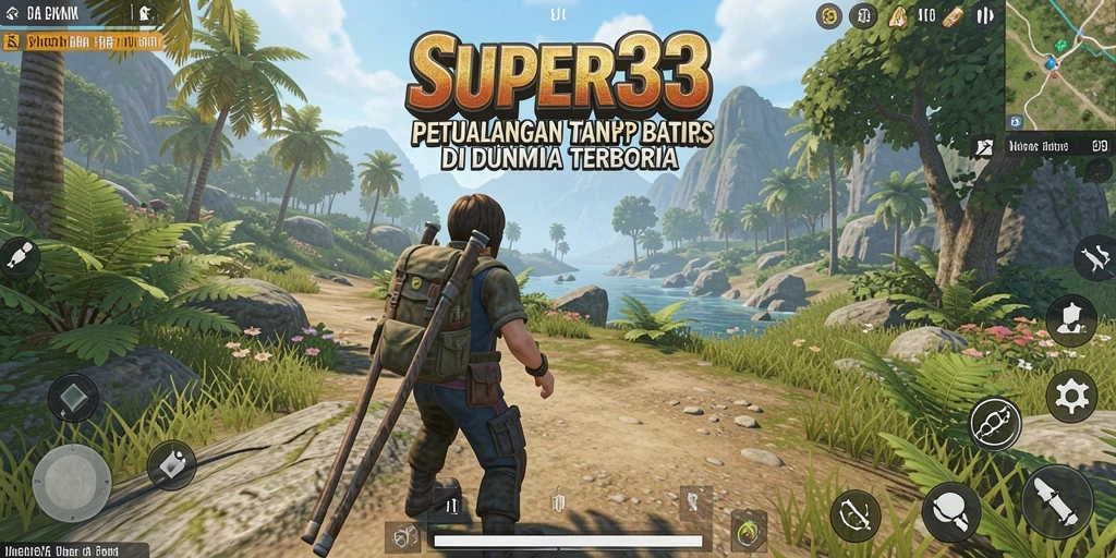 Tampilan gameplay SUPER33 menunjukkan petualangan seru di dunia terbuka.